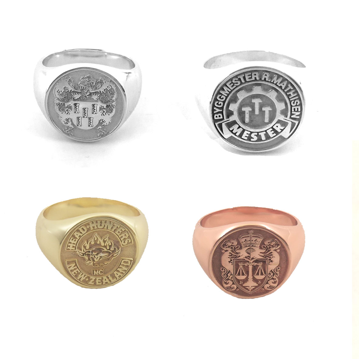 Signet Ring Men - Niestandardowy grawerowany okrągły pierścień 17 mm