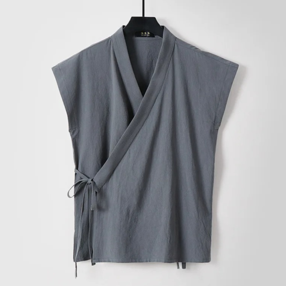 Men'S Kimono Accessories - Męskie chińskie lniano-bawełniane tank topy bez