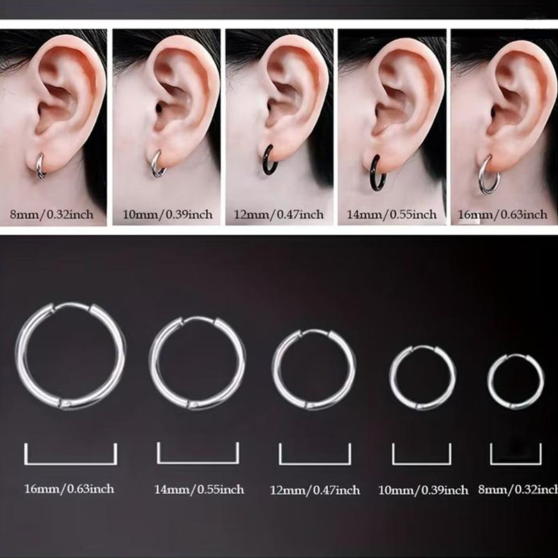 Men'S Minimalist Accessories - 5 szt. Minimalistyczne kolczyki kółka do