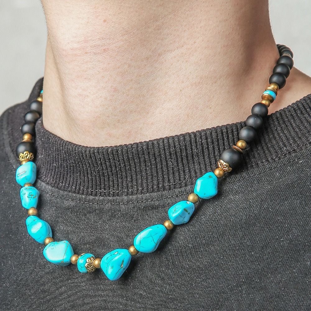 Men Accessories Style - Klasyczny naszyjnik w etnicznym stylu z