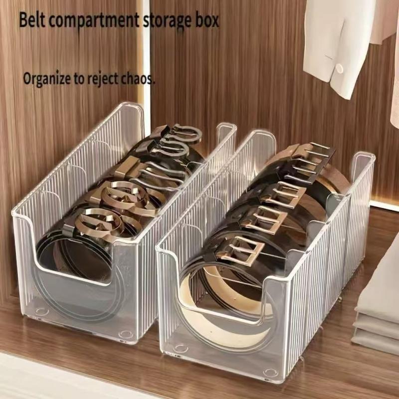 Men'S Accessories Organizer For Wardrobe - 4-przegródkowy plastikowy organizer na paski, oszczędzający