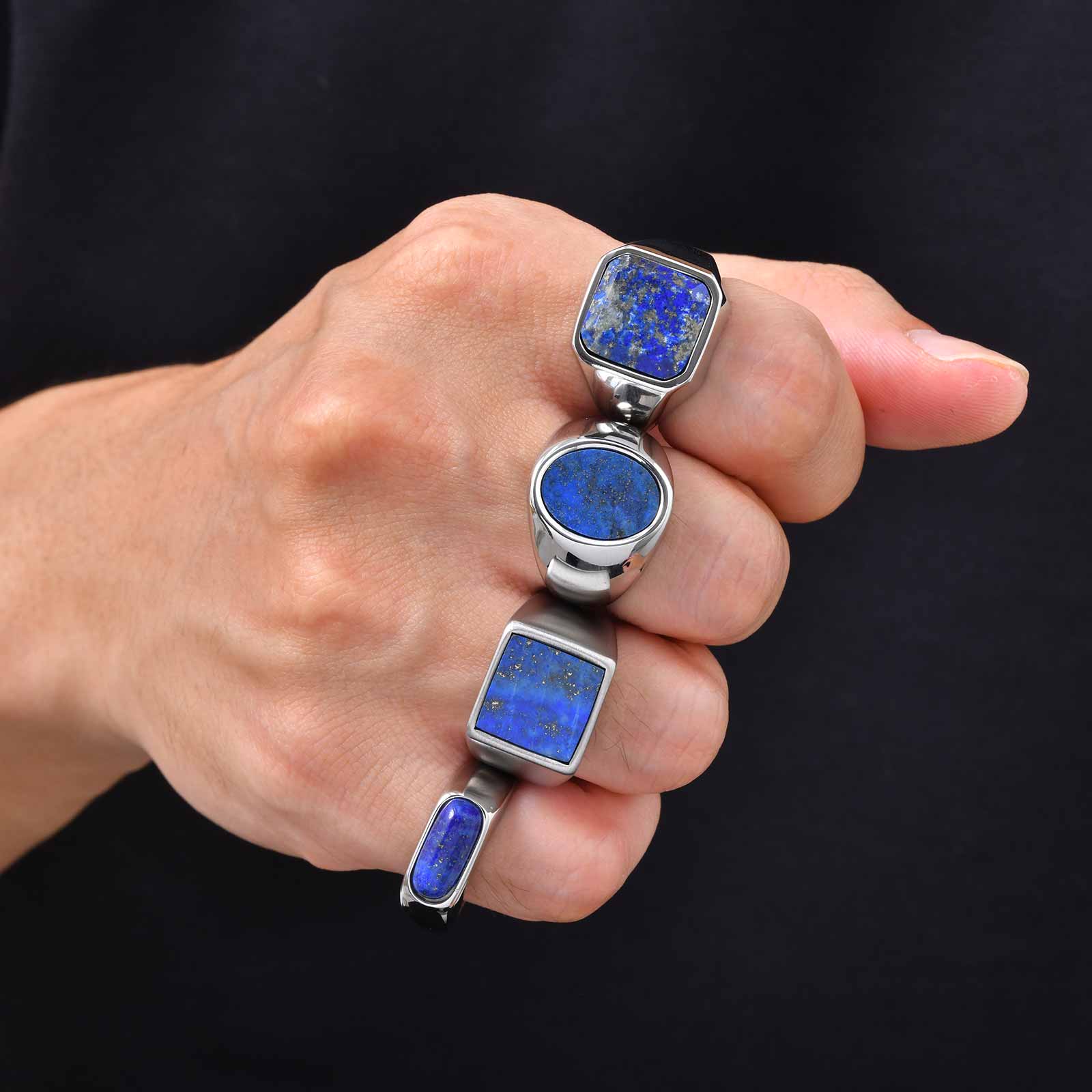 Klasyczny modny niebieski pier – Signet Ring Men recenzja i cena