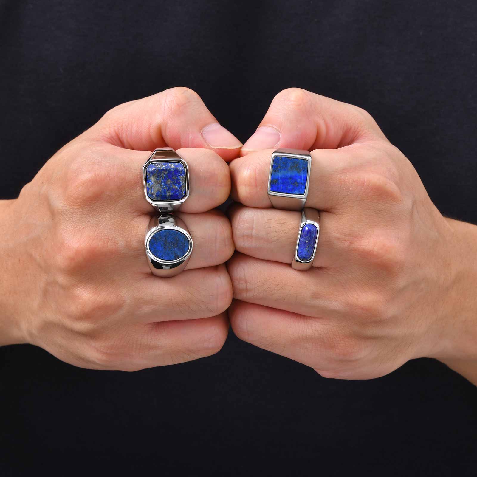 Klasyczny modny niebieski pier – Signet Ring Men recenzja i cena