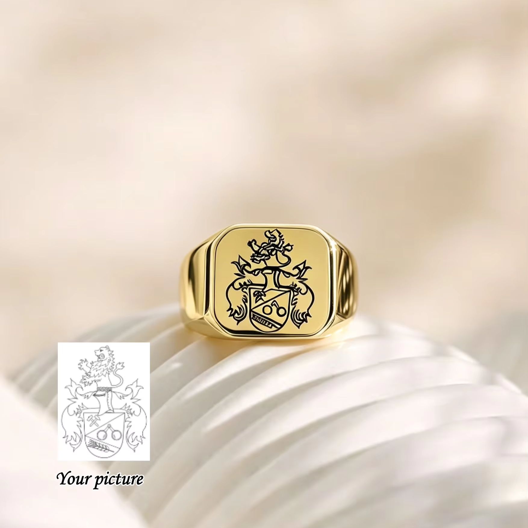 Pierścień z herbem rodzinnym n – Signet Ring Men recenzja i cena