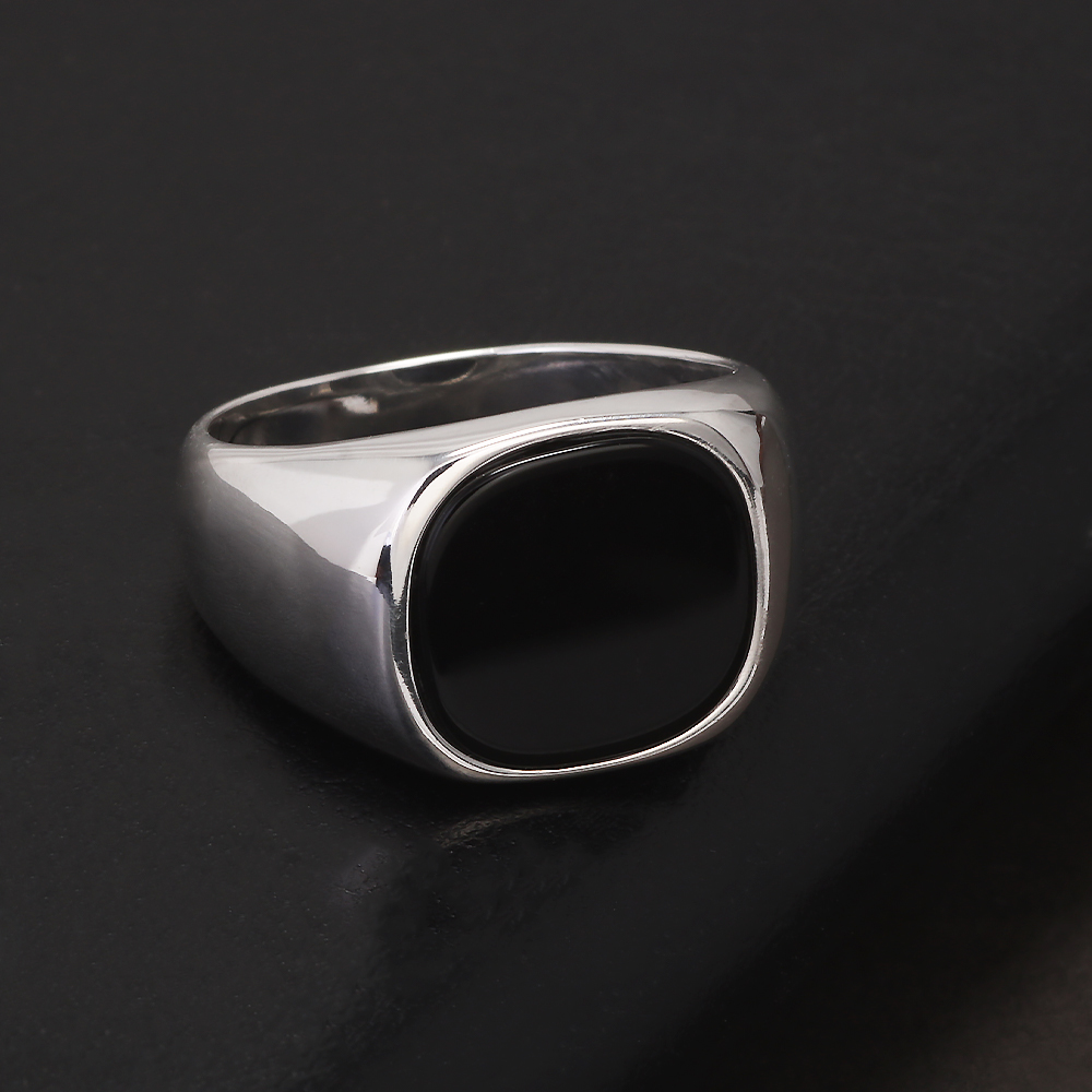 S925 Sterling Silver Black Ony – Signet Ring Men recenzja i cena