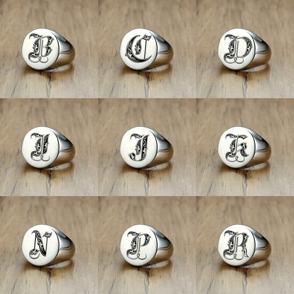 Vnox Stylowy wzór Czcionka Pie – Signet Ring Men recenzja i cena